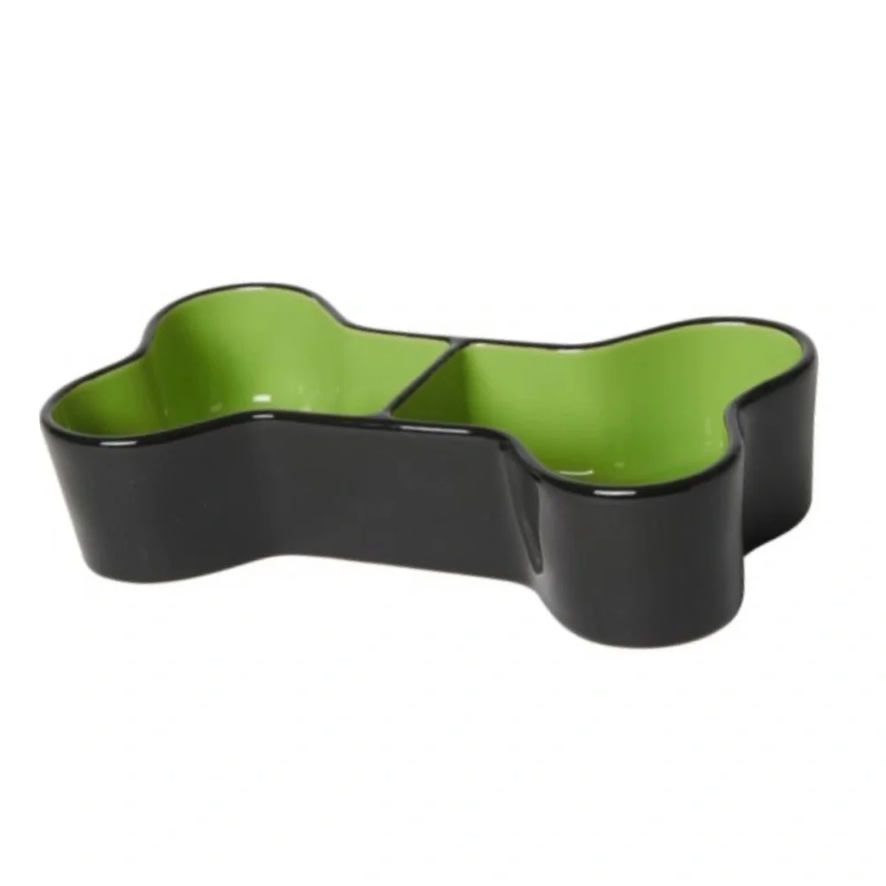 🎃👻 RAE DUNN Black / Green Brew and Gruel Pet Bowl NIB